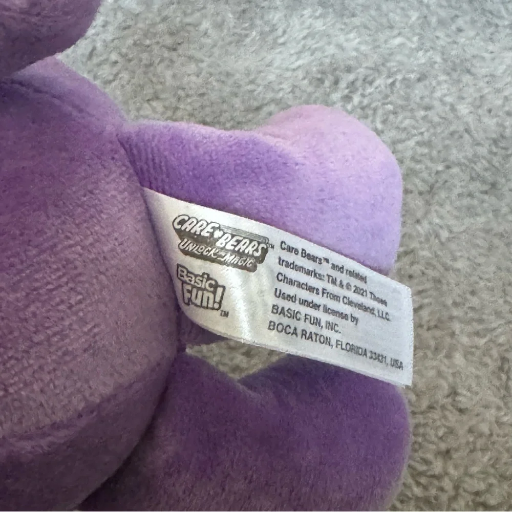 Care Bears Share Bear Plush 9” Purple Stuffed Animal Winking Toy Heart Lollipops